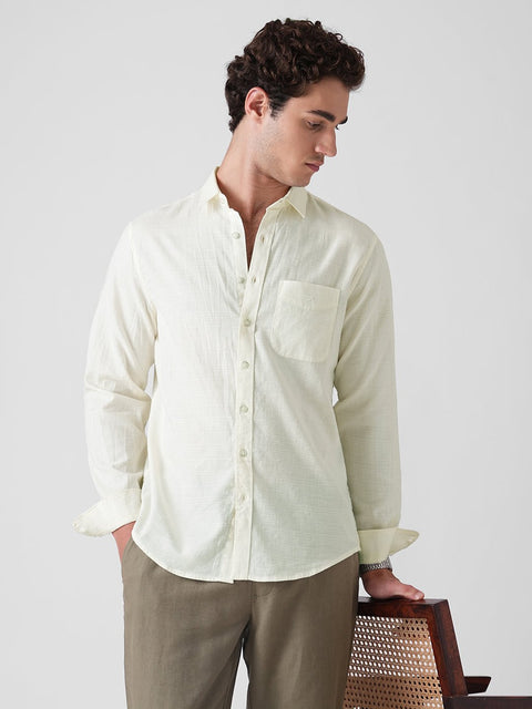 WHITE SLUB PLAIN TAILORED SHIRT-Shirt - 260134450