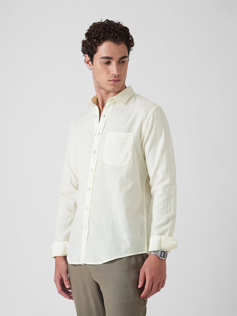 WHITE SLUB PLAIN TAILORED SHIRT-Shirt - 260134450