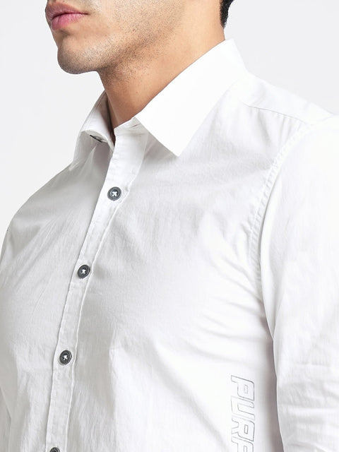 White Solid Cotton Shirt - Shirt - 230524803