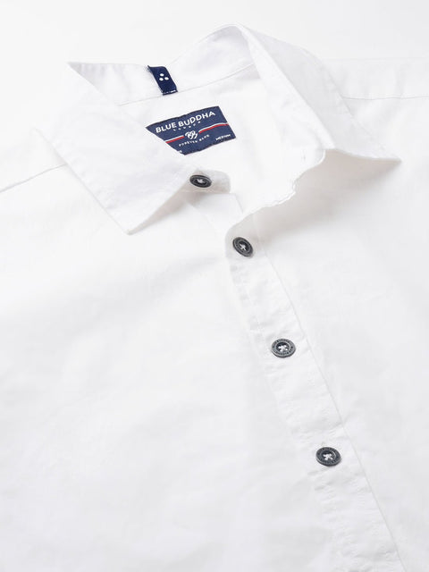 White Solid Cotton Shirt - Shirt - 230524803