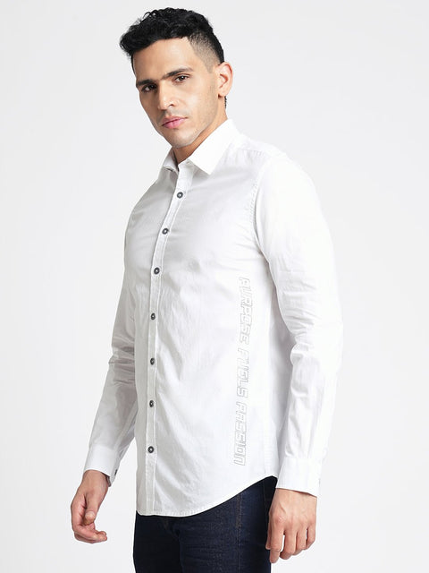 White Solid Cotton Shirt - Shirt - 230524803