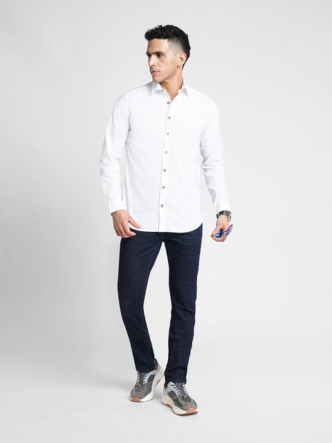 White Solid Cotton Shirt - Shirt - 230524803