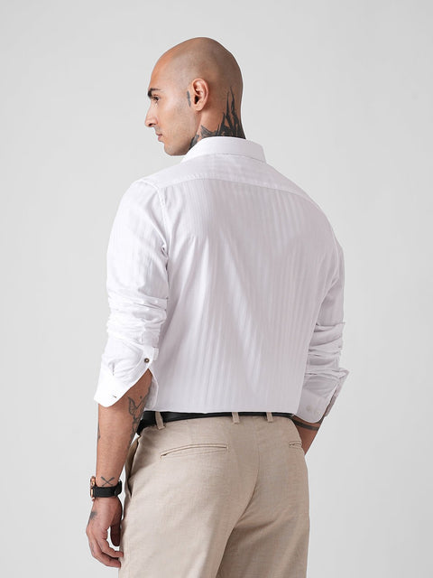 WHITE STRIPE DOBBY SHIRT-Shirt - 251134141