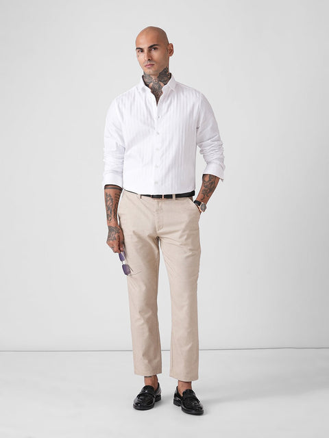 WHITE STRIPE DOBBY SHIRT-Shirt - 251134141