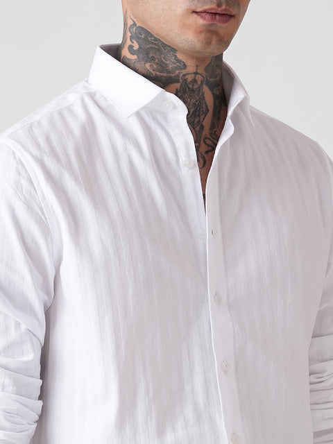 WHITE STRIPE DOBBY SHIRT-Shirt - 251134141
