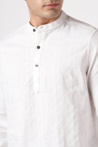 WHITE STRIPED MANDARIN COLLAR KURTA - Kurta - 251133886
