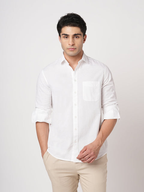 WHITE TAILORED FIT COTTON SHIRT-Shirt - 260134390