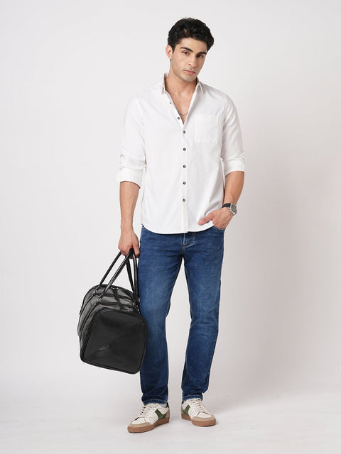 WHITE TAILORED FIT DOBBY SHIRT-Shirt - 251134160