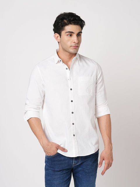 WHITE TAILORED FIT DOBBY SHIRT-Shirt - 251134160