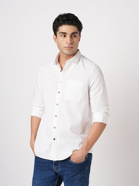 WHITE TAILORED FIT DOBBY SHIRT-Shirt - 251134160
