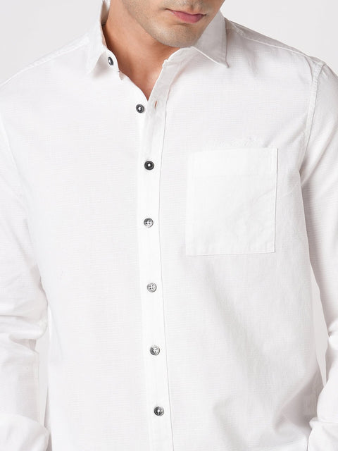 WHITE TAILORED FIT DOBBY SHIRT-Shirt - 251134160