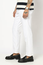 WHITE TRAVELLER FIT LINEN TROUSER - Trousers - 250740745