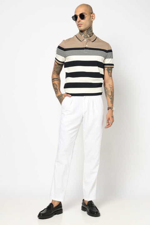 WHITE TRAVELLER FIT LINEN TROUSER - Trousers - 250740745
