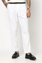 WHITE TRAVELLER FIT LINEN TROUSER - Trousers - 250740745