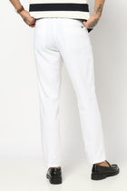 WHITE TRAVELLER FIT LINEN TROUSER - Trousers - 250740745
