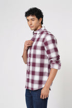 WINE CHECKERED COTTON SHIRT-Shirt - 251133695
