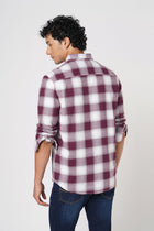 WINE CHECKERED COTTON SHIRT-Shirt - 251133695