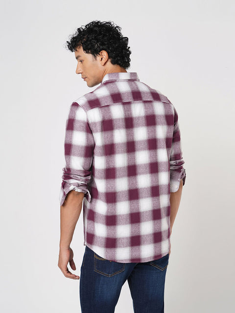 WINE CHECKERED COTTON SHIRT-Shirt - 251133695