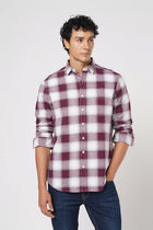 WINE CHECKERED COTTON SHIRT-Shirt - 251133695