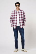 WINE CHECKERED COTTON SHIRT-Shirt - 251133695
