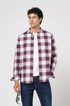 WINE CHECKERED COTTON SHIRT-Shirt - 251133695