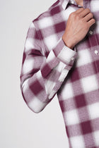 WINE CHECKERED COTTON SHIRT-Shirt - 251133695