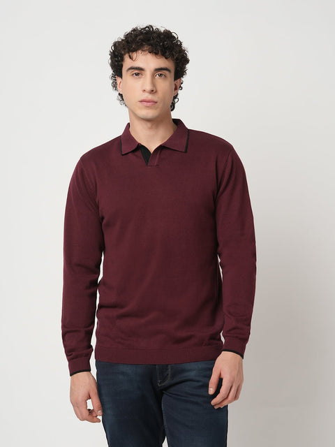 WINE KNITTED FLATKNIT POLO - T Shirt - 250960021