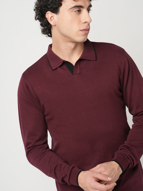 WINE KNITTED FLATKNIT POLO - T Shirt - 250960021