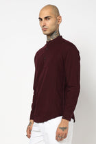 WINE PLAIN MANDARIN COLLAR KURTA - Kurta - 240120031