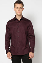 Wine Solid Satin Shirt - Shirt - 250631602