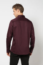 Wine Solid Satin Shirt - Shirt - 250631602
