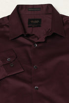 Wine Solid Satin Shirt - Shirt - 250631602