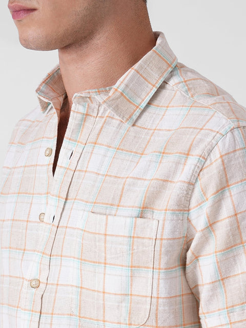 YELLOW CHECKERED SLUB SHIRT-Shirt - 260134751