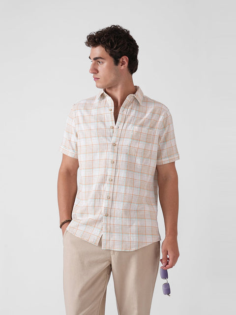 YELLOW CHECKERED SLUB SHIRT-Shirt - 260134751