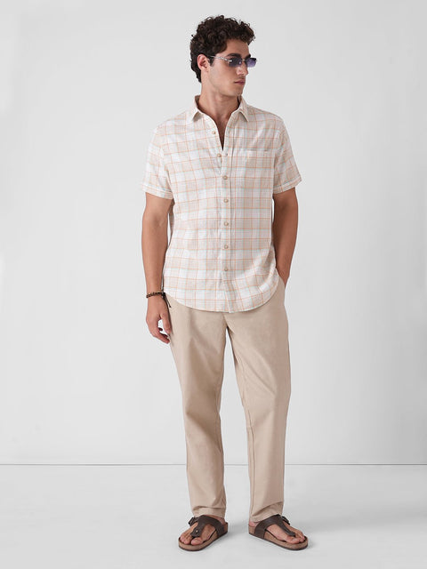 YELLOW CHECKERED SLUB SHIRT-Shirt - 260134751