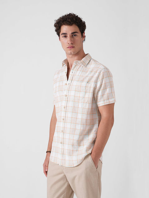 YELLOW CHECKERED SLUB SHIRT-Shirt - 260134751