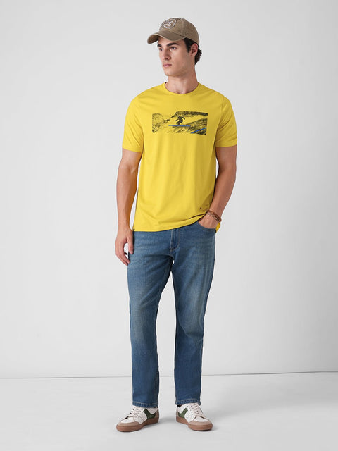 YELLOW GRAPHIC ROUND NECK T - SHIRT - T Shirt - 250930926