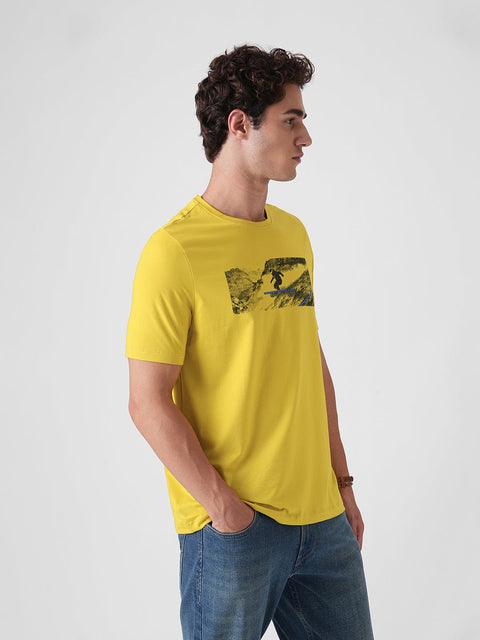 YELLOW GRAPHIC ROUND NECK T - SHIRT - T Shirt - 250930926