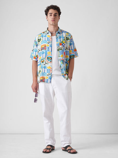 YELLOW PRINTED RELAXED DOBBY SHIRT-Shirt - 251134156