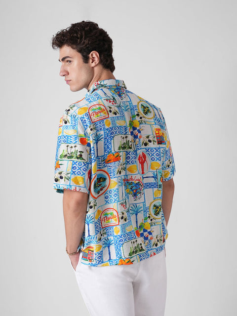 YELLOW PRINTED RELAXED DOBBY SHIRT-Shirt - 251134156