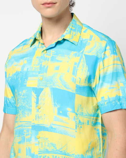 YELLOW PRINTED SPORTS MENS SHIRT-Shirt - 230725328