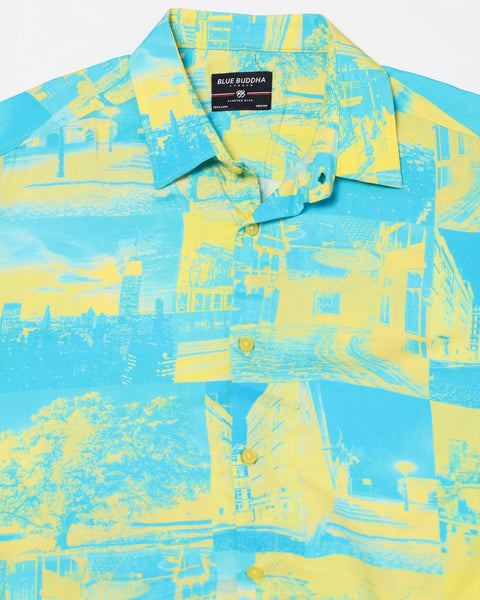 YELLOW PRINTED SPORTS MENS SHIRT-Shirt - 230725328