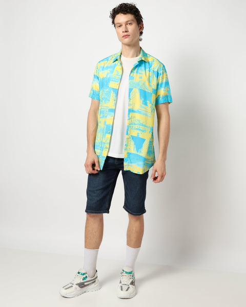 YELLOW PRINTED SPORTS MENS SHIRT-Shirt - 230725328