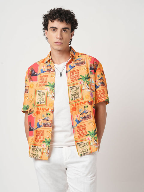 YELLOW RELAXED FIT PRINTED SHIRT-Shirt - 250932523