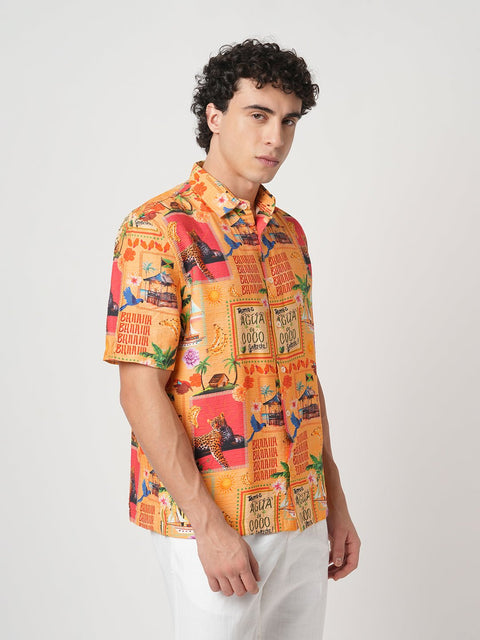 YELLOW RELAXED FIT PRINTED SHIRT-Shirt - 250932523