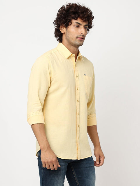 Yellow Solid Cotton Shirt - Shirt - 230324448