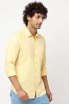 Yellow Solid Cotton Shirt - Shirt - 230324382