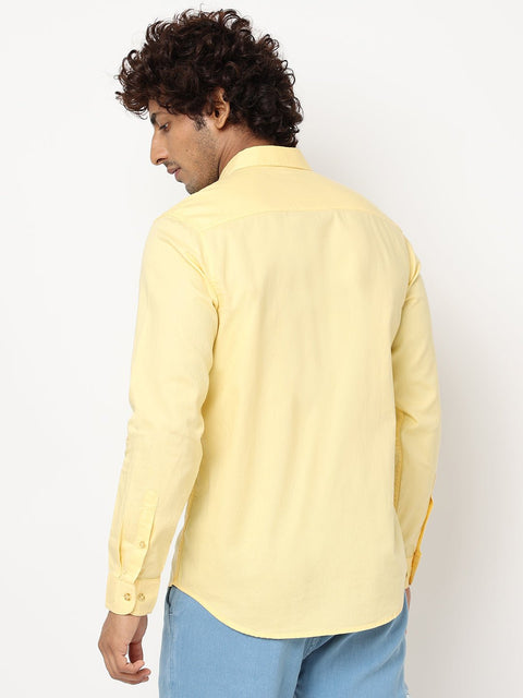 Yellow Solid Cotton Shirt - Shirt - 230324382