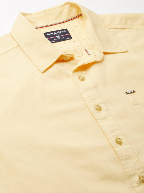 Yellow Solid Cotton Shirt - Shirt - 230324448