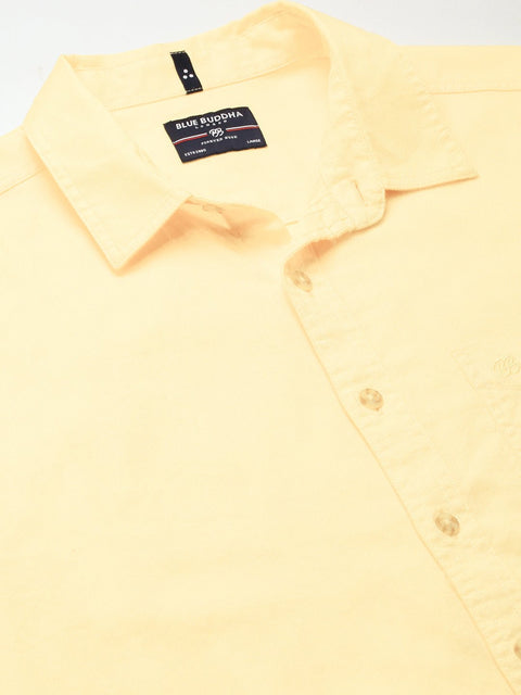 Yellow Solid Cotton Shirt - Shirt - 230324382